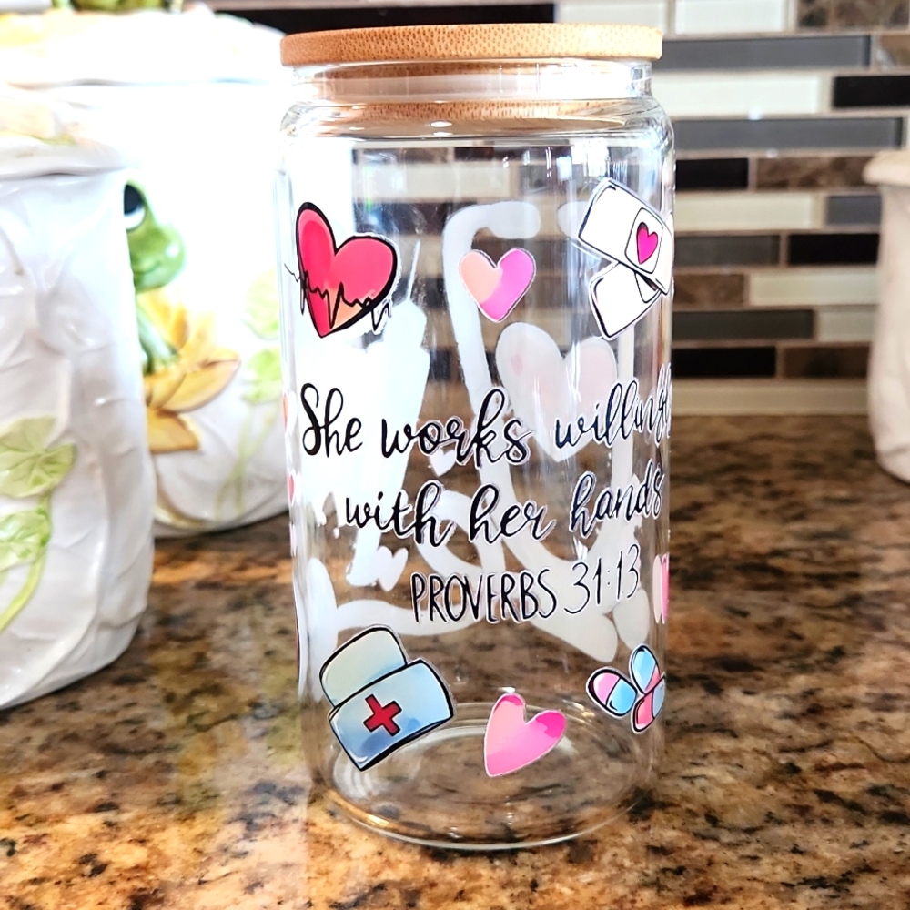 16oz bamboo top glass can